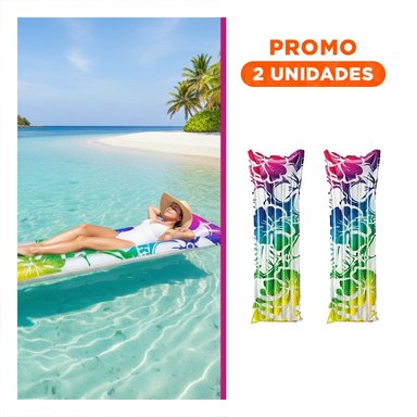 PACK2 COLCHON DE VIAJE 59720NP ARCOIRIS COMODO Y FACIL DE INFLAR PARA CASA O VIAJES