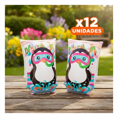 PACK12 MANGUITOS INFANTILES ANIMALES ACUATICOS PINGUINO 32102 PARA DIVERSION FAMILIAR