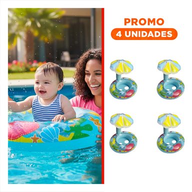 PACK4 INFLABLE DE FLOR CELESTE LUDICO Y COMODO PARA PISCINA Y PLAYA Y+REGALO STICKER