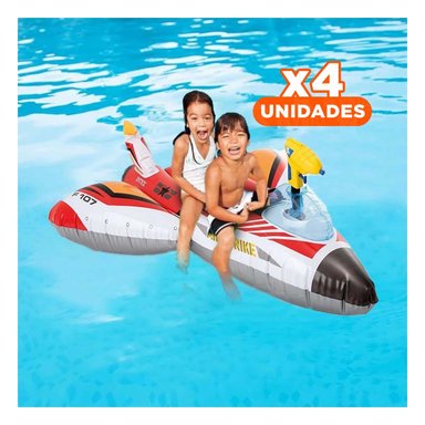 PACK4 COLCHONETA DE PISCINA AVION 57536NP INFLABLE Y FACIL DE TRANSPORTAR