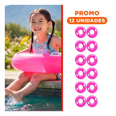 PACK12 COLCHONETA CON ASA FUCSIA 76 CM DIVERTIDO Y FACIL DE USAR EN PISCINA Y+REGALO STICKER