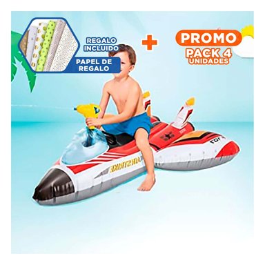 PACK4 FLOTANTE DE PISCINA AVION 57536NP SEGURO Y COMODO PARA NINOS Y+PAPEL REGALO
