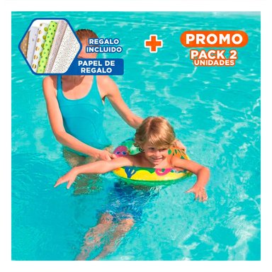 PACK2 ARO INFLABLE ACUARIO PULPO 36113 FACIL DE COLOCAR Y SEGURO PARA NINOS Y+PAPEL REGALO