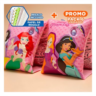 PACK6 FLOTADOR INFANTIL DE BRAZO PRINCESA PARA JUEGOS EN AGUA 23 X 15 CM Y+PAPEL REGALO
