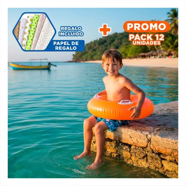 PACK12 FLOTADOR CON ASA ANARANJADO 76 CM COLORIDO Y DIVERTIDO PARA PISCINA Y+PAPEL REGALO