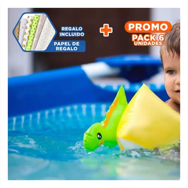 PACK6 BRAZALETE INFANTIL INFLABLE DINOSAURIO 56664NP FACIL DE USAR Y TRANSPORTAR Y+PAPEL REGALO