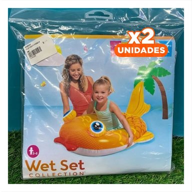 PACK2 FLOTADOR DE PISCINA 3D PEZ 59380NP COMODO Y DURADERO PARA ACTIVIDADES Y+REGALO STICKER