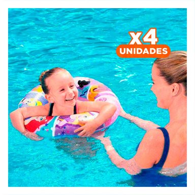 PACK4 COLCHONETA DE PISCINA ANIMADO 91043 INFLABLE Y FACIL DE TRANSPORTAR