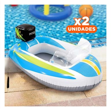PACK2 FLOTADOR DE PISCINA 3D CARRO 59380NP COMODO Y DURADERO PARA ACTIVIDADES Y+REGALO STICKER