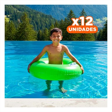 PACK12 COLCHONETA CON ASA VERDE 76 CM DIVERTIDO Y FACIL DE USAR EN PISCINA