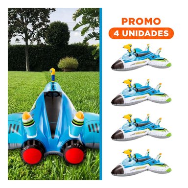 PACK4 ARO DE PISCINA PORTATIL AVION 57536NP COMODO Y RESISTENTE PARA DIVERSION Y+REGALO STICKER