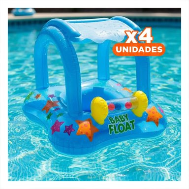PACK4 COLCHONETA DE PISCINA BEBE CON TECHO 56581NP INFLABLE Y FACIL DE TRANSPORTAR