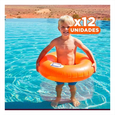 PACK12 COLCHONETA CON ASA ANARANJADO 76 CM DIVERTIDO Y FACIL DE USAR EN PISCINA