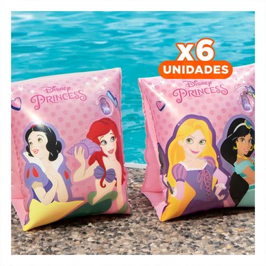 PACK6 FLOTADOR RECREATIVO DE BRAZO PRINCESA INFLABLE NIÑOS 23 X 15 CM Y+REGALO STICKER