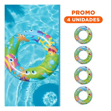 PACK4 ARO DE PISCINA PORTATIL INFANTIL 59241NP COMODO Y RESISTENTE Y+REGALO STICKER