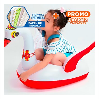 PACK12 FLOTADOR CISNE 30 X 21 CM DIVERTIDO Y SEGURO PARA PISCINA Y JUEGOS Y+PAPEL REGALO