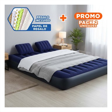 PACK2 CAMA DE AIRE QUEEN 2 1/2 PLAZAS COD 64765 COMODA Y PORTATIL PARA DESCANSO Y+PAPEL REGALO