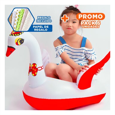 PACK6 SALVAVIDAS CISNE 30 X 21 CM DIVERTIDO Y SEGURO PARA PISCINA Y NIÑOS Y+PAPEL REGALO