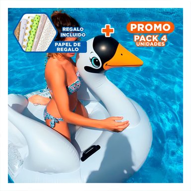 PACK4 INFLABLE CISNE PARA PISCINA Y DIVERSION FAMILIAR 130 X 102 X 99 CM Y+PAPEL REGALO