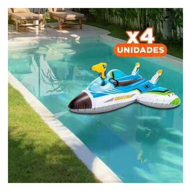 PACK4 COLCHONETA DE PISCINA AVION 57536NP INFLABLE Y FACIL DE TRANSPORTAR