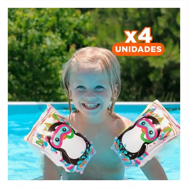 PACK4 BRAZALETES ANIMALES ACUATICOS PINGUINO 32102 PARA ACTIVIDADES INFANTILES SEGURAS