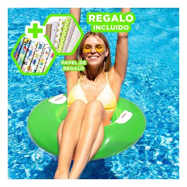 PACK2 JUGUETE CON ASA VERDE 76 CM LUDICO Y SEGURO PARA NIÑOS EN PISCINA Y+PAPEL REGALO