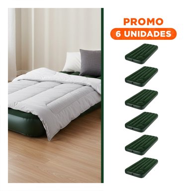 PACK6 CAMA INFLABLE DE DESCANSO TWIN 1 PLAZA COD 66950 FACIL DE USAR Y TRANSPORTAR