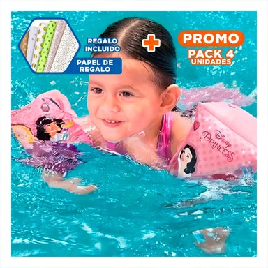 PACK4 EQUIPO DE NATACION DE BRAZO PRINCESA INFLABLE PARA NIÑOS 23 X 15 CM Y+PAPEL REGALO