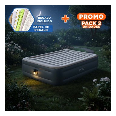 PACK2 CAMA DE AIRE QUEEN COD 64414NP COMODA Y PORTATIL PARA DESCANSO Y+PAPEL REGALO