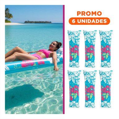 PACK6 COLCHONETA PORTATIL 59720NP CELESTE FACIL DE INFLAR Y TRANSPORTAR