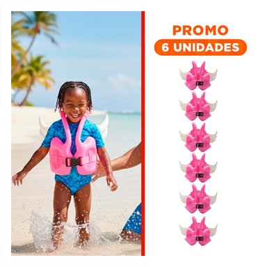 PACK6 SALVAVIDAS CON ALAS ROSADO DIVERTIDO Y SEGURO PARA PISCINA Y NIÑOS