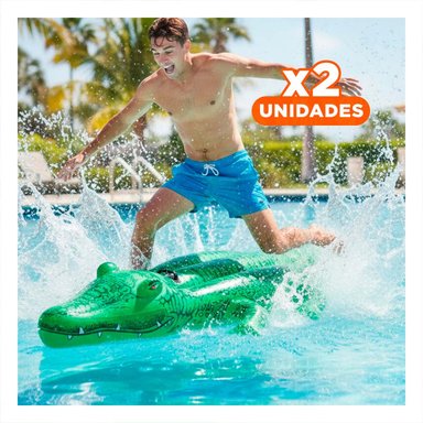 PACK2 JUGUETE COCODRILO 203 X 114 CM DIVERTIDO Y ACUATICO PARA PISCINA Y+REGALO STICKER
