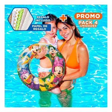 PACK4 FLOTANTE DE PISCINA ANIMADO 91004 SEGURO Y COMODO PARA NINOS Y+PAPEL REGALO