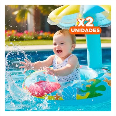 PACK2 FLOTADOR FLOR CELESTE SEGURO Y COMODO PARA JUEGOS ACUATICOS Y+REGALO STICKER