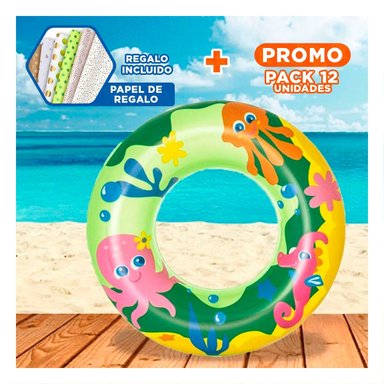 PACK12 FLOTADOR INFLABLE ACUARIO PULPO 36113 FACIL DE COLOCAR Y RESISTENTE Y+PAPEL REGALO