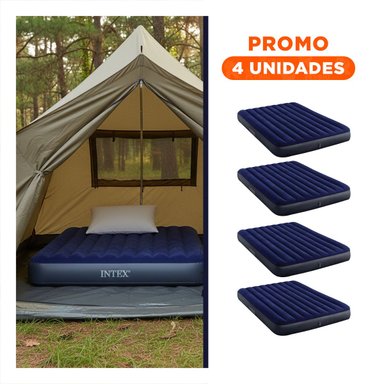 PACK4 COLCHONETA PARA DORMIR 2 PLAZAS COD 64758 INFLABLE Y PORTATIL Y+REGALO STICKER