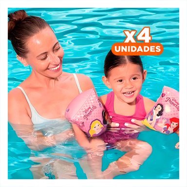 PACK4 EQUIPO ACUATICO DE BRAZO PRINCESA INFLABLE INFANTIL 23 X 15 CM