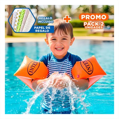 PACK2 DISPOSITIVO DE NATACION DE BRAZO INFLABLE PARA NIÑOS 30 X 15 CM Y+PAPEL REGALO