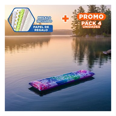 PACK4 CAMA PORTATIL INFLABLE 59720NP ARCOIRIS COMODA Y RESISTENTE Y+PAPEL REGALO