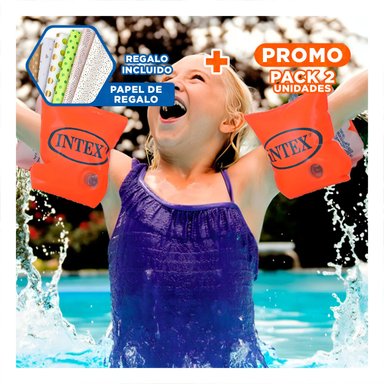 PACK2 ELEMENTO DE NATACION DE BRAZO INFLABLE INFANTIL 23 X 15 CM Y+PAPEL REGALO