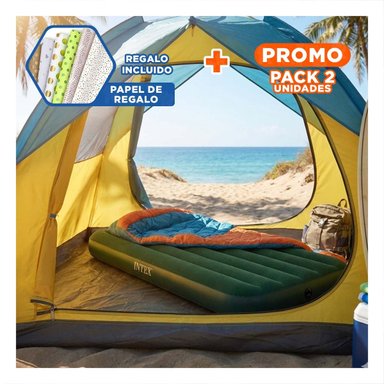 PACK2 CAMA PORTATIL TWIN 1 1/2 PLAZA COD 64761 INFLABLE Y COMODA Y+PAPEL REGALO
