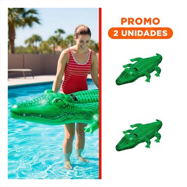 PACK2 FLOTADOR COCODRILO 203 X 114 CM ACUATICO Y DIVERTIDO PARA PISCINA Y NIÑOS