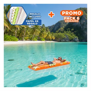 PACK6 COLCHON INFLABLE PORTATIL 59720NP COMODO Y DURADERO Y+PAPEL REGALO