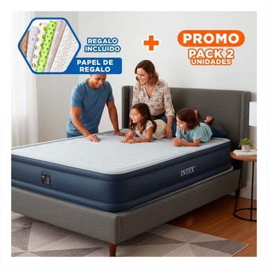 PACK2 CAMA PORTATIL 2 PLAZAS COD 67770 INFLABLE Y COMODA Y+PAPEL REGALO