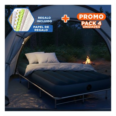 PACK4 COLCHON DE AIRE 1 PLAZA COD 64760 RESISTENTE Y COMODO PARA DORMIR Y+PAPEL REGALO