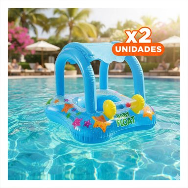 PACK2 FLOTADOR DE PISCINA BEBE CON TECHO 56581NP COMODO Y DURADERO Y+REGALO STICKER