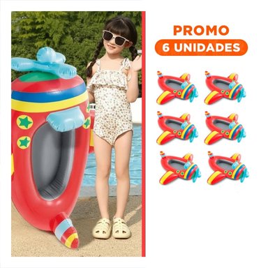 PACK6 FLOTADOR PORTATIL DE AGUA 3D AVION 59380NP FACIL DE USAR Y INFLAR