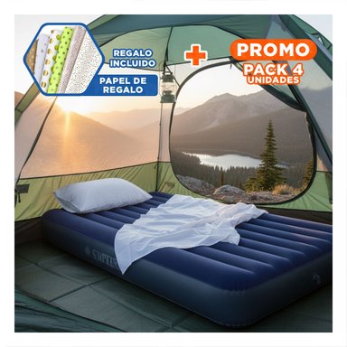 PACK4 COLCHON DE AIRE 2 PLAZAS COD 64758 RESISTENTE Y COMODO PARA DORMIR Y+PAPEL REGALO