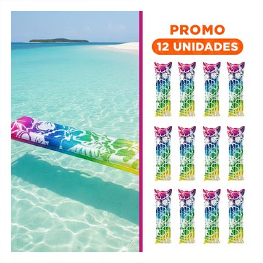 PACK12 COLCHONETA INFLABLE 59720NP ARCOIRIS COMODA Y RESISTENTE Y+REGALO STICKER