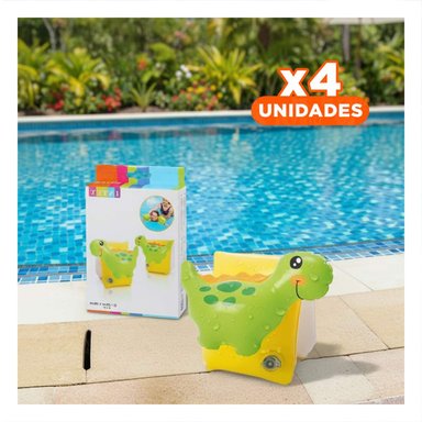 PACK4 BRAZALETE DE PISCINA DINOSAURIO 56664NP SEGURO Y FACIL DE USAR EN AGUA